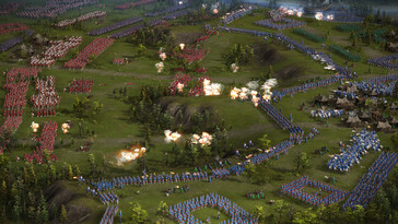 Een afbeelding waarop een gevecht en vele eenheden in Cossacks 3 te zien zijn.