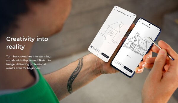 De geïntegreerde stylus van de Motorola Edge 60 Stylus kan worden gebruikt voor het maken van schetsen en notities. (Afbeeldingsbron: Motorola)