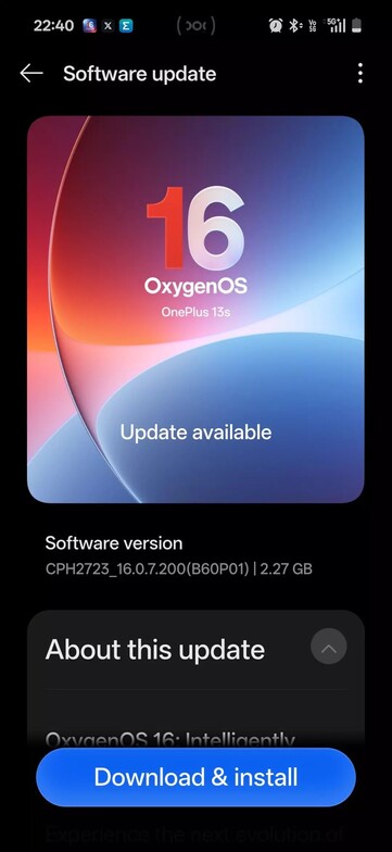OxygenOS 16.0.7.200 OTA op OnePlus 13S