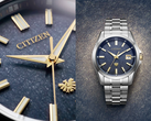 Een close-up van het nieuwe The Citizen horloge naast het hele horloge.