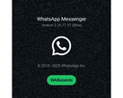 Een splash-scherm met een drukke groene achtergrond en een WhatsApp-logo met het nummer van de nieuwste bèta build. (Afbeelding Bron: @WABetaInfo op X)