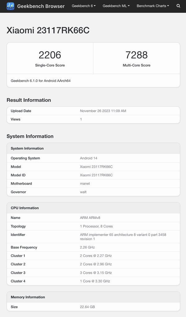 (Afbeeldingsbron: Geekbench)