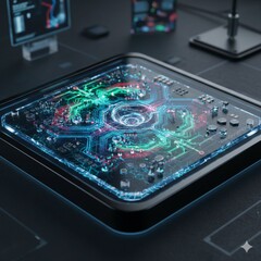 Een conceptuele afbeelding van een fotonische chip