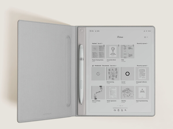 De Montblanc Digital Paper heeft een zwart-wit monochroom display. (Afbeeldingsbron: Montblanc)