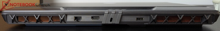 Achterkant: LAN, HDMI, Kensington, voeding