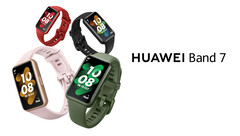 De Huawei Band 7 zal verkrijgbaar zijn in vier kleuren, alle met een dunnere en lichtere behuizing dan de Band 6. (Afbeelding bron: Huawei)