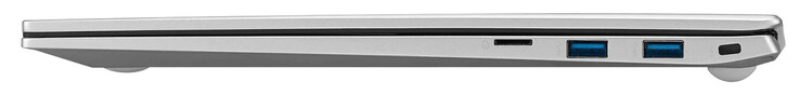 Rechterzijde: Geheugenkaartlezer (microSD), 2x USB 3.2 Gen 1 (Type-A), kabel-slot