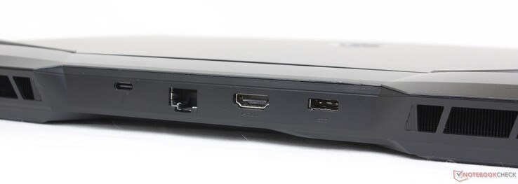 Achterzijde: Thunderbolt 4 + DisplayPort, RJ45-LAN, HDMI 2.0, AC-adapter