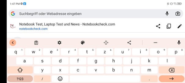 Toetsenbord in landschapsmodus