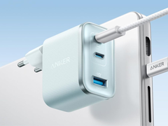 Anker&#039;s Nano-oplader (70W, 3 poorten) (afbeelding) is nu verkrijgbaar in een blauwe kleurstelling. (Afbeeldingsbron: Anker)