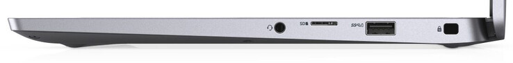 Rechts: combo hoofdtelefoon/microfon-klink, geheugenkaartlezer (MicroSD), USB 3.2 Gen 1 (Type A), sleuf voor kabelslot