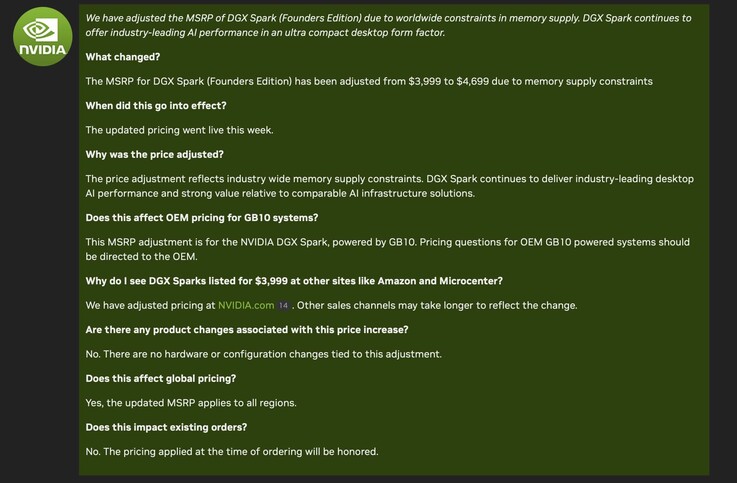 Nvidia past de prijzen aan voor zijn DGX Spark mini-werkstation-pc.