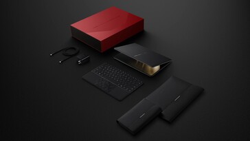 De Huawei MateBook Fold wordt geleverd met een aantal accessoires, waaronder een toetsenbord. (Afbeeldingsbron: Huawei)