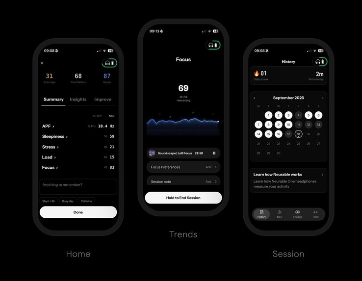 De telefoonapp biedt eenvoudig toegang tot de EEG-gegevens.