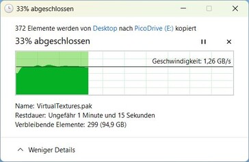 Kopie start tot ongeveer 40 s: 1.3 GB/s