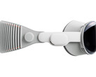 Een promotionele afbeelding voor Apple's Vision Pro mixed reality headset met het apparaat tegen een witte achtergrond. (Afbeelding Bron: Apple)