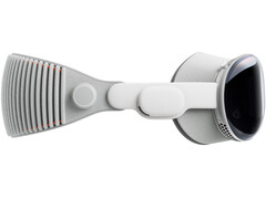 Een promotionele afbeelding voor Apple&#039;s Vision Pro mixed reality headset met het apparaat tegen een witte achtergrond. (Afbeelding Bron: Apple)