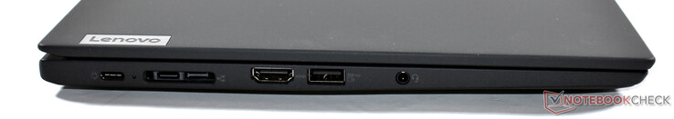 links: 2x USB-C 3.2 Gen 2, miniEthernet/dockingpoort, HDMI 2.0, USB-A 3.2 Gen 1, 3,5-mm audio