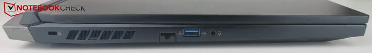 Links: Kensington, LAN, USB-A, headset-poort