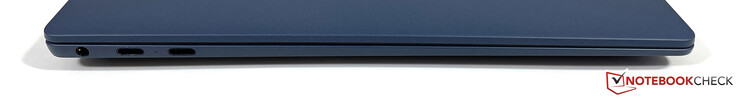 Links: 3,5 mm stereo, 2x USB-C met Thunderbolt 4 (40 GBit/s, DisplayPort ALT-modus, Power Delivery)