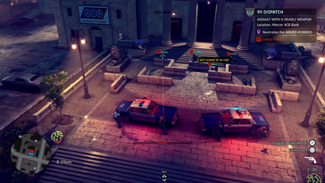 Politie reageert op een actieve aanval buiten een bank in het centrum van Averno City (Afbeelding bron: Fallen Tree Games)