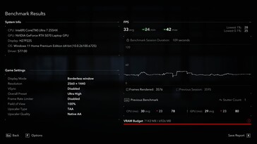 Native QHD: 33 fps en stottertelling van 1