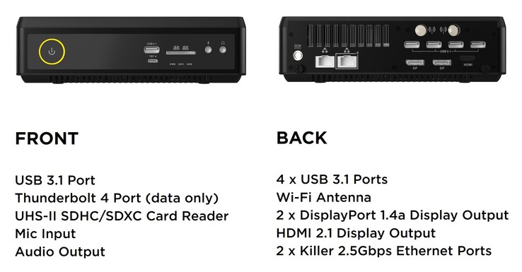 De externe poorten van de Zotac Magnus EN374070 (bron: Zotac)