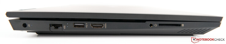 Links: Voeding, Gigabit RJ45, USB 3.1 Gen. 1 (HP Sleep and Charge), HDMI 2.0b, 3.5-mm combo-audio, SD-kaartlezer