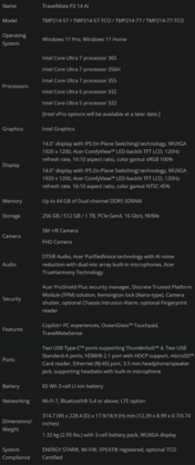 Kenmerken TravelMate P2 14 AI