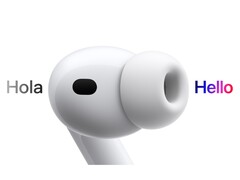 Artistieke weergave van AirPods Pro 3 die Spaans naar Engels vertaalt. (Afbeeldingsbron: Apple)