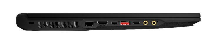 Links: Gigabit RJ-45, HDMI 2.0, mini-Displayport 1.2, USB 3.1 Gen. 2, USB 3.1 Gen.2 Type-C, 3.5-mm-koptelefoon, 3.5 mm SPDIF (ESS Sabre HiFi)