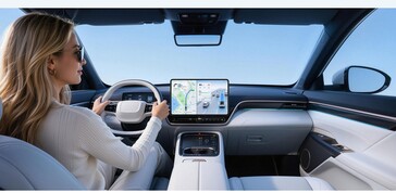 De Teclast M60 wordt getoond terwijl deze wordt gebruikt voor navigatie in een auto