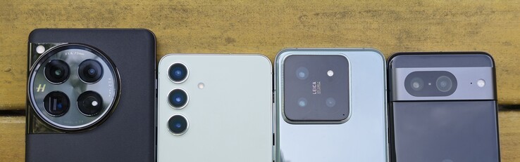 Vergelijking van de cameraopstelling aan de achterkant: OnePlus 12 vs. Samsung Galaxy S24 vs. Xiaomi 14 vs. Google Pixel 8