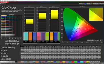 CalMAN: Colour Accuracy – sRGB doel kleurenspecturm, standaard witbalans