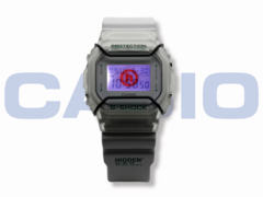 Het Casio G-Shock x Hidden NY DW5600HDN257 horloge (afbeelding) heeft een aangepast logo dat oranje oplicht door de LED-achtergrondverlichting. (Afbeeldingsbron: Casio)