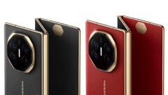 Huawei's Mate XT, gedetailleerd in donker zwart en 'Ruihong' kleuren, zoals getoond op de VMall pagina van het bedrijf. (Afbeeldingsbron: Huawei)