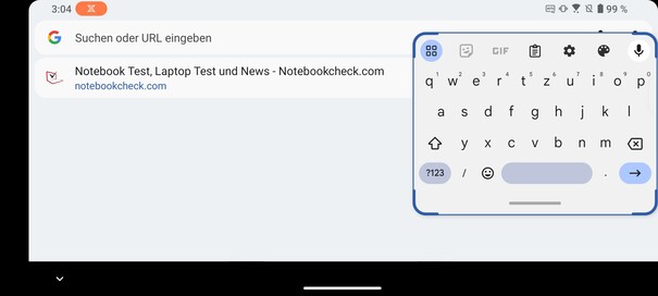 Toetsenbord in liggende modus