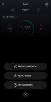 Een screenshot van de nieuwe Mijn favorieten optie in de Zepp App Food Log tool. (Afbeeldingsbron: Zepp App)