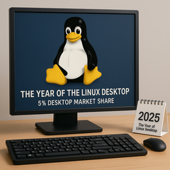 Linux bereikt een marktaandeel van 5% voor desktopbesturingssystemen, wat wijst op een stijgende populariteit onder consumenten en gamers. (Afbeelding gegenereerd via ChatGPT)
