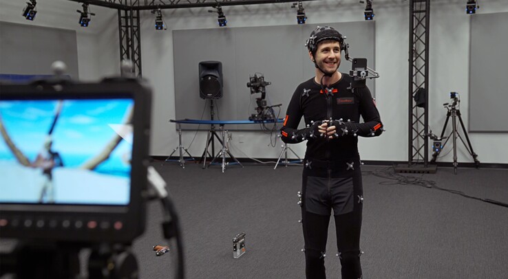 Een acteur gebruikt facial motion capture tools met Unreal Engine in een professionele studio-opstelling (Afbeelding bron: Epic Games via Unreal Engine blog)