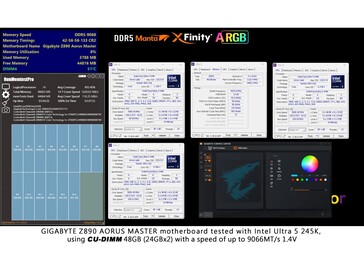 Verschillende monitoring-apps die CPU-, moederbord- en XFinity+ RAM-specificaties tonen. (Afbeeldingsbron: V-color)