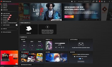 Zelfs het beginscherm van de Omen Gaming Hub is zwaar overbelast