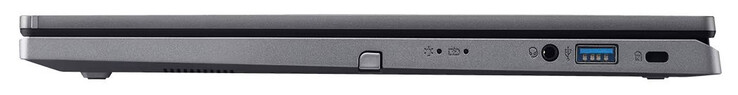 rechterkant: actieve stylus, audiocombo, USB 3.2 Gen 1 (USB-A), ruimte voor een kabelslot