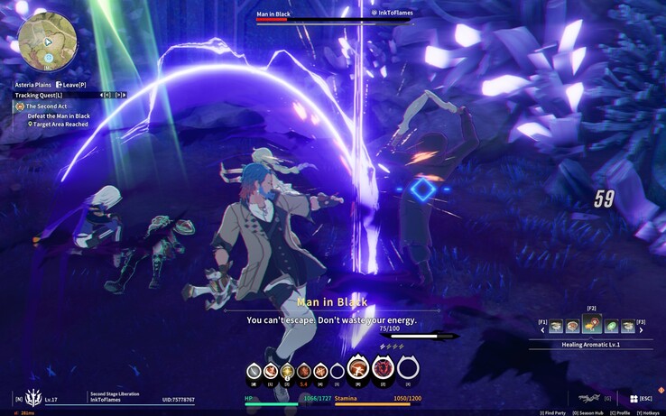 In tegenstelling tot de meeste MMORPG's die vertrouwen op vaardigheidsrotaties en cooldown gegoochel, brengt Star Resonance actie-gevechten. (Afbeelding bron: Darryl Linington - Notebookcheck)