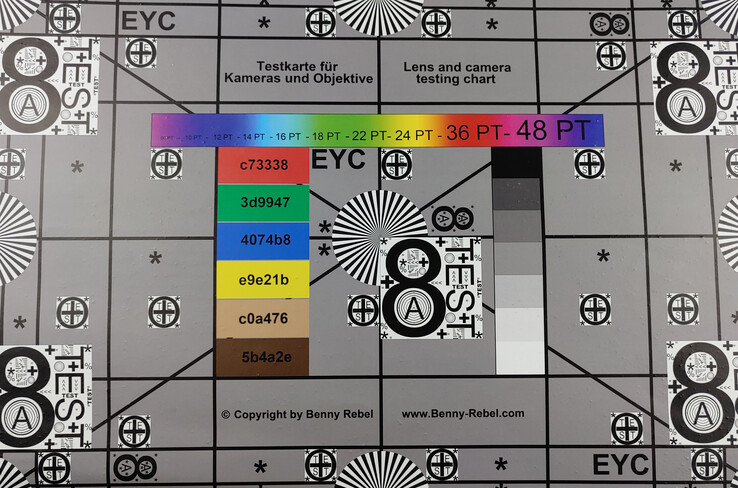 A photo of our test chart