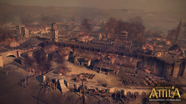 Een afbeelding van een stad in Total War: Attila.