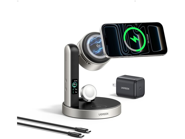 Het oplaadstation wordt geleverd met een adapter en een USB-C-kabel