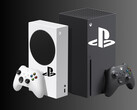 Mockup-afbeelding met Xbox-consoles met Sony PlayStation-logo (bron: Sony PlayStation, Microsoft Xbox Gaming, met bewerkingen)