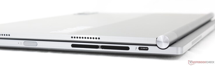 Rechts (alleen Windows laptopmodus): Aan/uit-knop met vingerafdruk, USB-C 4.0 + Thunderbolt 4 met DisplayPort en Power Delivery