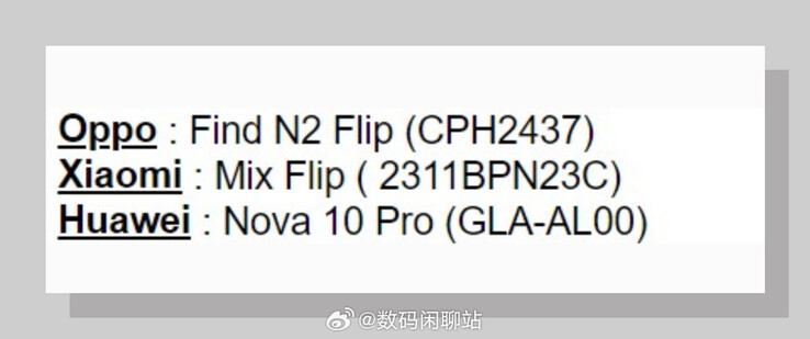 De Xiaomi Mix Flip duikt met naam en toenaam op in een nieuw lek. (Bron: Digital Chat Station via Weibo)